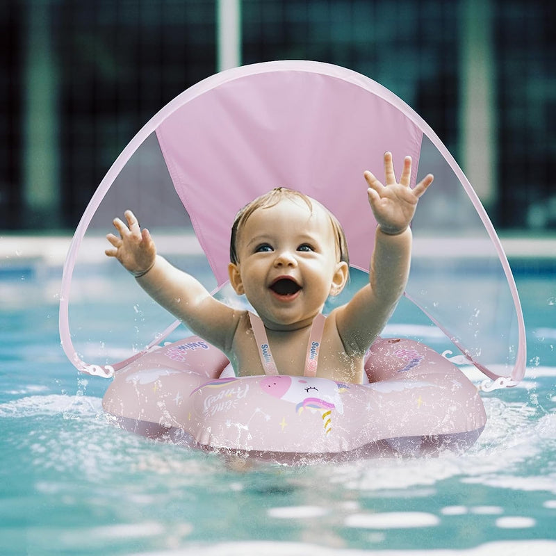 PYEBE Inflatable Baby Swimming Float Pool Floats Pool Accessories for Infants (L(16CM inner diameter))