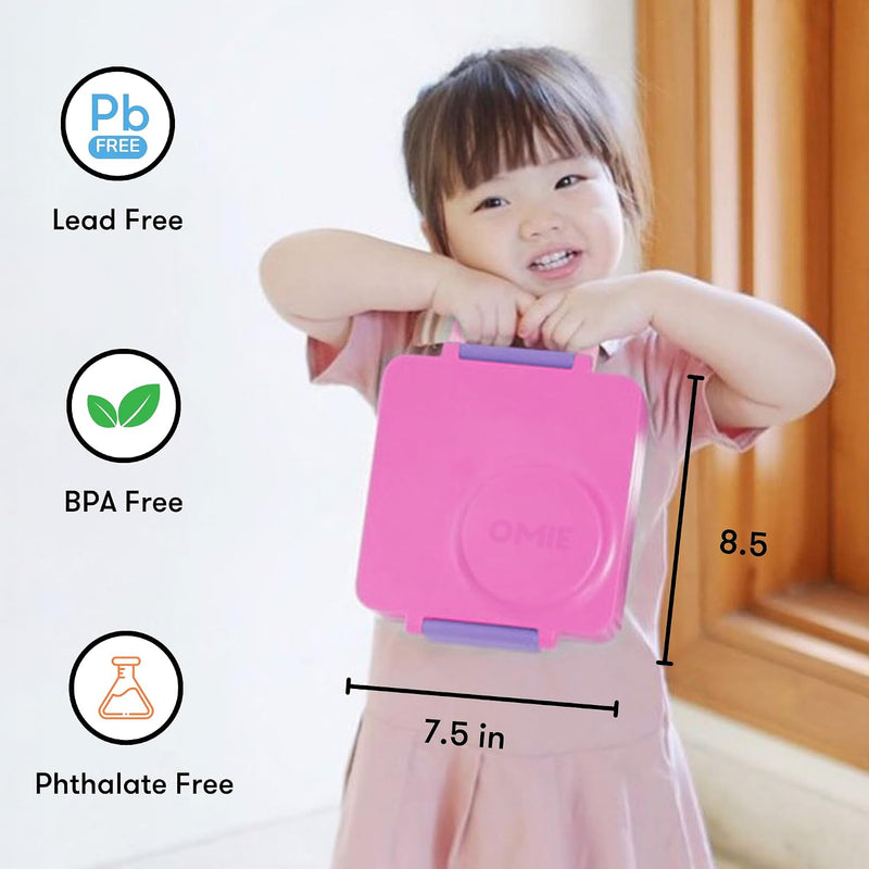 Box Bento Box for Kids - Insulated with Leak-proof Thermos Container - 3 Compartments, Two Temperature Zones Unicorn Pink