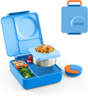 B8983 OmieBox Kids Bento Lunch Box, Stainless Steel Bowl, Pink Berry - Blue Sky OMIEBOX (AGE 3-8 Years old)