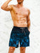 GORGLITTER Men's Drawstring Elastic Waist Tropical Print Swim Trunks Slant Pocket Summer Shorts
