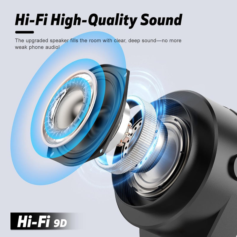 Wireless Induction Speaker 4-in-1 Bluetooth Speaker with Phone Stand and Colorful Ambient Light360 Rotation Compatible with iPhone,Android,iPad,Unique Birthday Gift for Men Women Adults(Black)