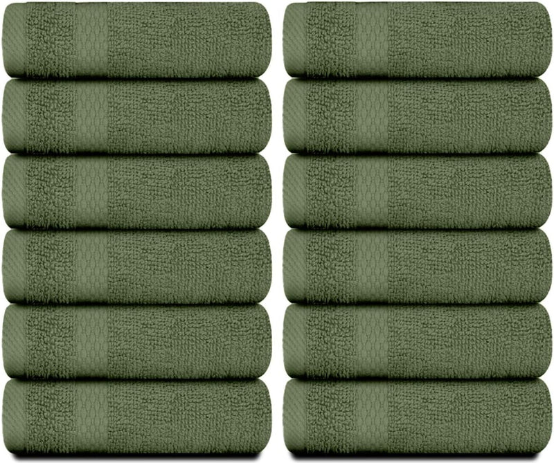 White Classic Luxury Cotton Washcloths - Small Hotel Spa Bathroom Face Towel | 12 Pack |