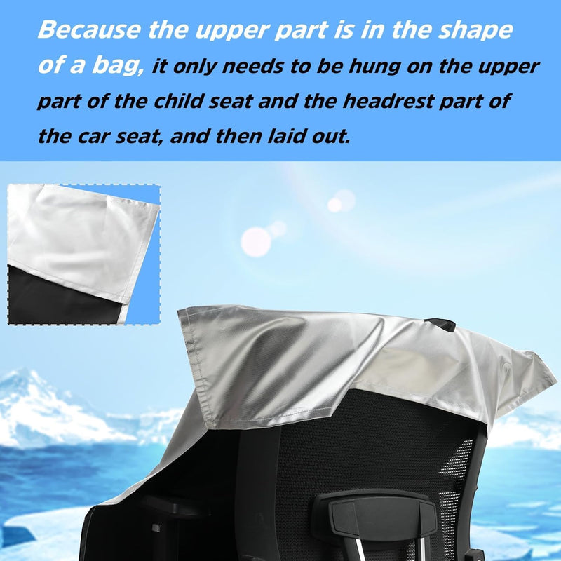 VisionKids Baby Car Seat Sun Shade Cover with Free Storage Bag Included | Infant Car Seat Heat Protector | UV Protection Cooler Cover | Keeps Toddler Seat Cool in Baby Car | Travel Accessories Silver