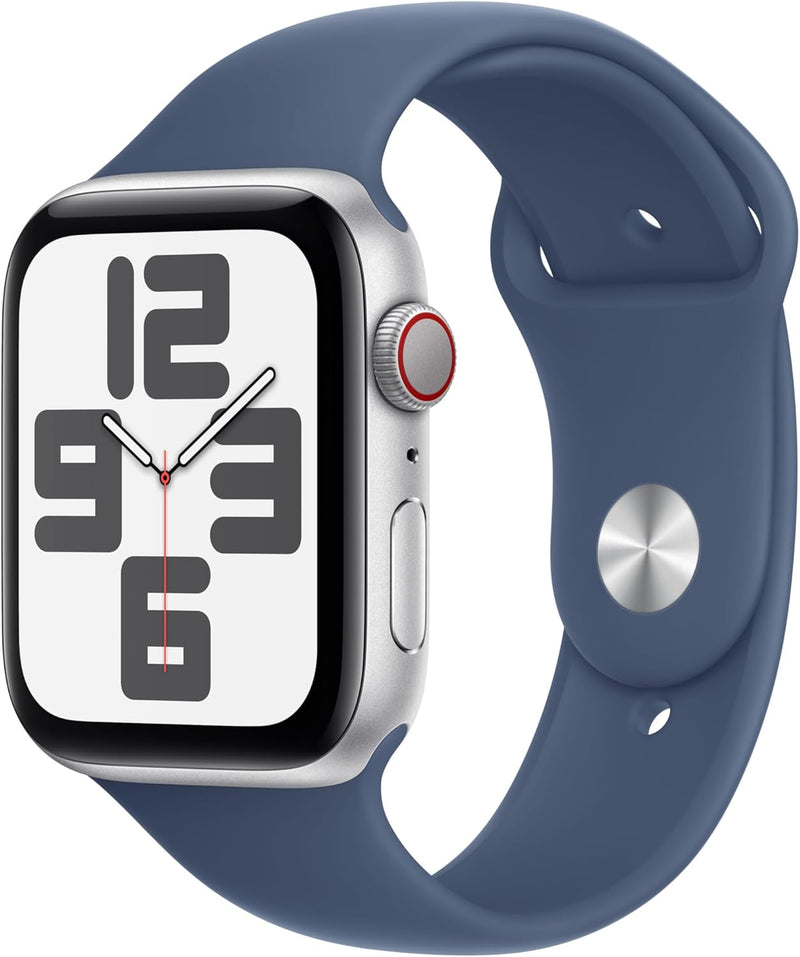 Apple Watch SE (2nd Gen) GPS + Cellular 40mm Smartwatch with Silver Aluminium Case with Denim Sport Band - M/L. Fitness and Sleep Trackers, Crash Detection, Heart Rate Monitor, Retina Display