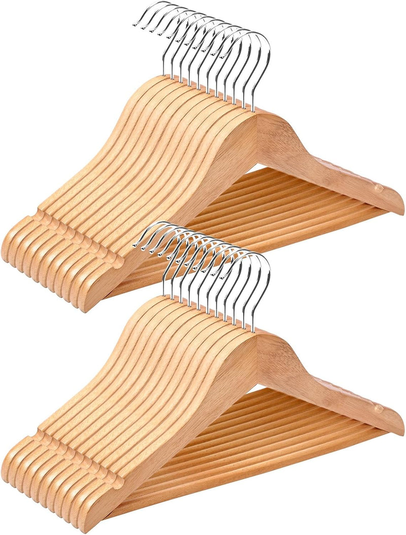 CozyMood Childrens Wooden Hangers Kids Hangers, 20 Pack Baby Hangers Nursery Wood Hangers, 360° Swivel Hook Non Slip Coat Hanger for for Coats, Suits, Pants and Jackets (Natural)