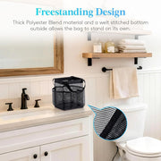 Mesh Shower Caddy with 7 Pockets and Handle, Portable Hanging Organizer Basket for College Dorm Room Essentials, Quick Dry Tote Bag for Camping, Bathroom, Beach, Travel, Black