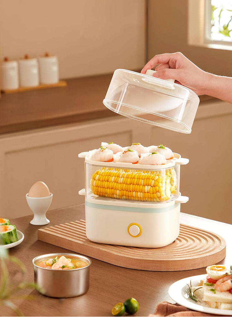 ZYNOXITY Electric Egg Cooker & Steamer - Multi-Function Rapid Boiler for Hard & Soft Boiled Eggs, Large Capacity, Auto Shut-Off, Kitchen Breakfast Maker, Easy Clean, BPA-Free, White/Green