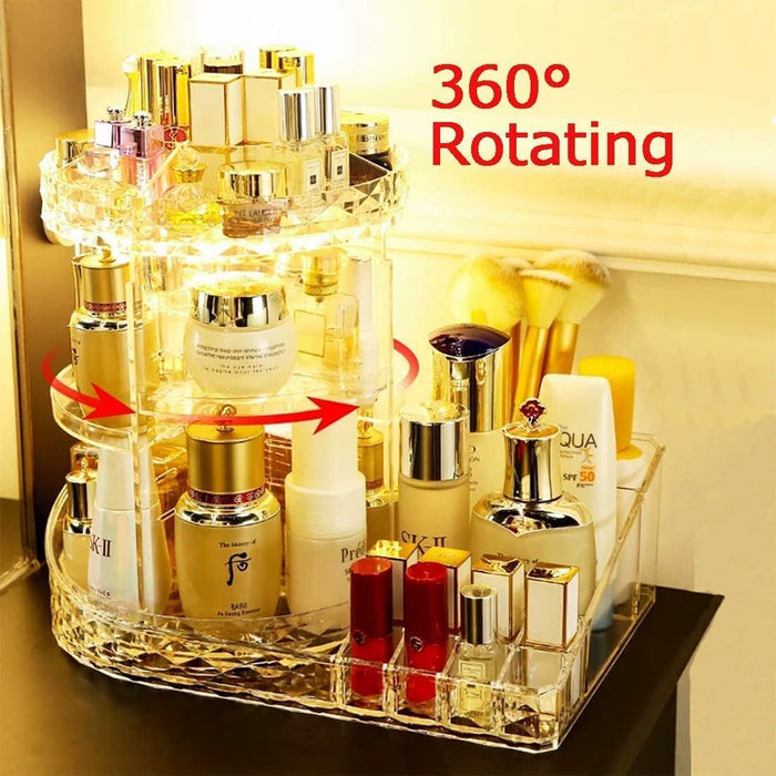 '-MOMENT Makeup Organizer,360°Rotating Adjustable Cosmetic Storage Display Case with 7 Layers Large Capacity for Skin Care,Cosmetic Brush,Lipstick and Nail Polish (Clear)