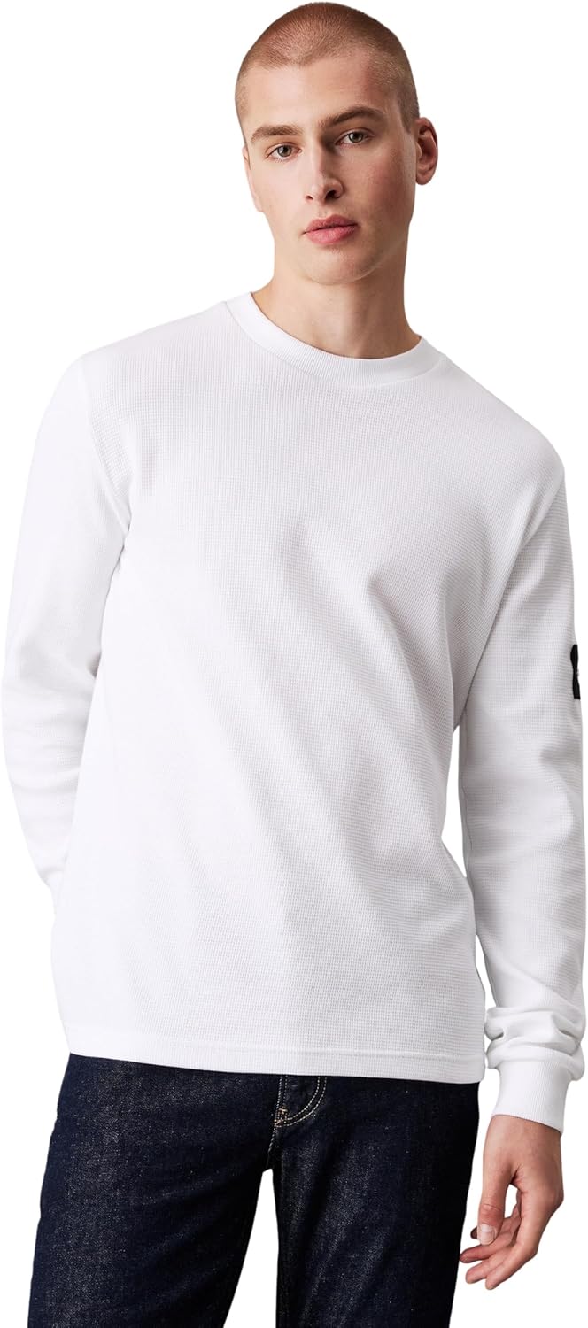 Calvin Klein Jeans Men's Badge Waffle Ls Tee L/S Knit Tops