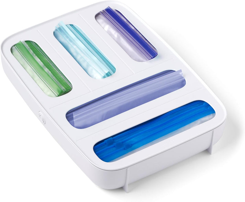 YouCopia StoraBag Plastic Sandwich Bag Organizer for Kitchen Storage, 4-Slot, White - 5-Slot