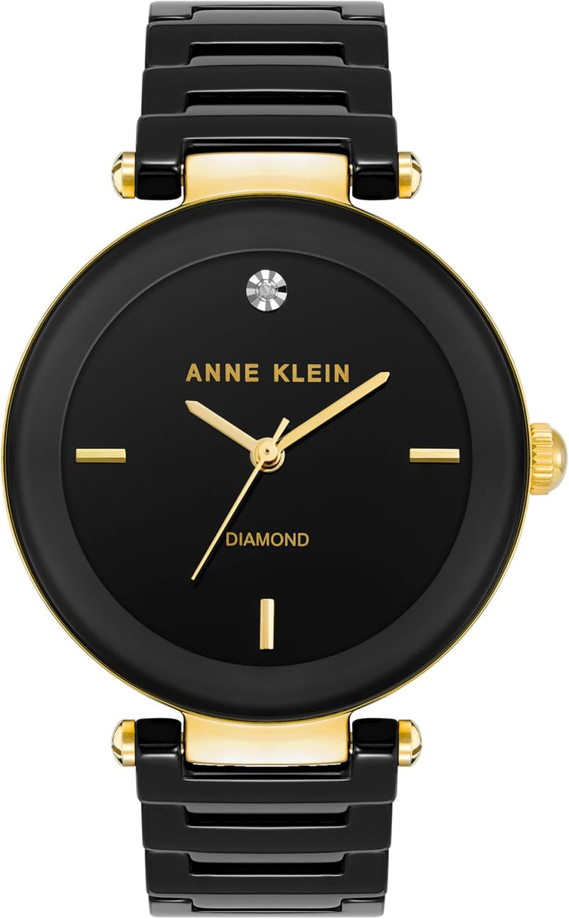 Damenuhr mit Keramikarmband, AK/1018BKBK - Black/Gold