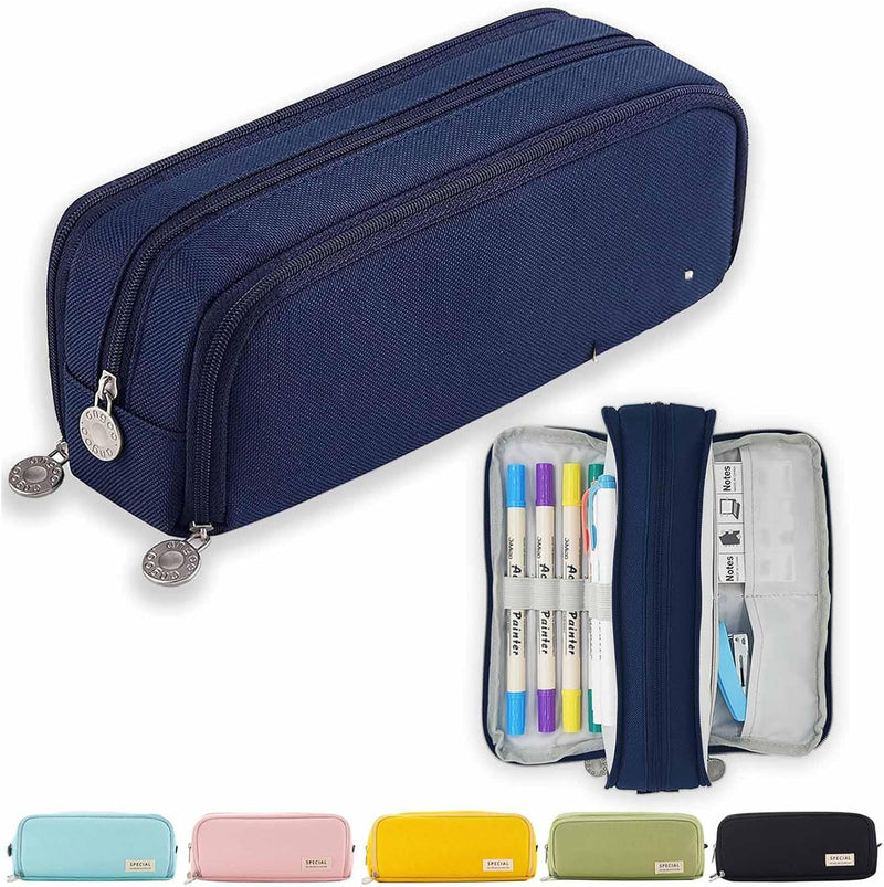 Large Capacity Pen Pencil Case with 3 Compartments, Teenagers Girls Pencil Case Office Supplier Holder Box Organizer, Multi-functional Pen Pouch Organizer for Office School Teen Girl Boy Men Women