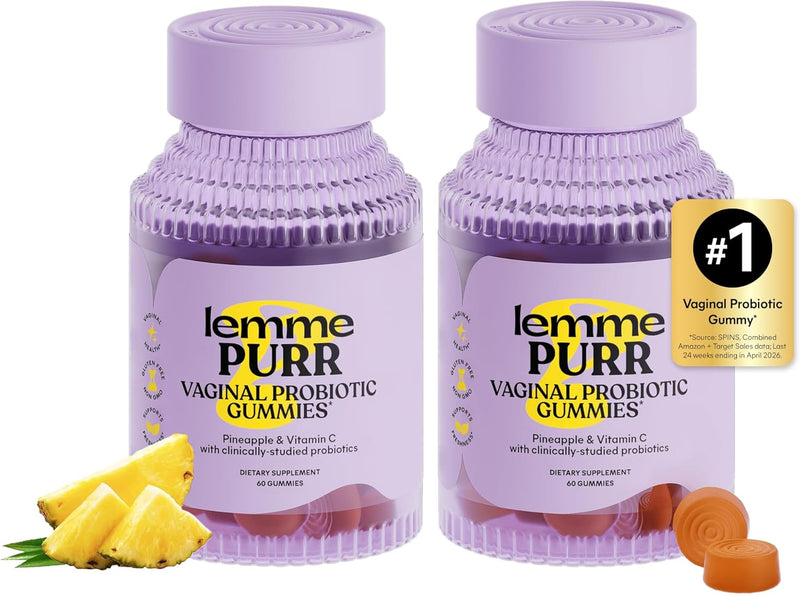 Purr l Probiotic Gummies for Women - Balanced pH, Healthy Odor, Yeast Balance & Flora Support + Vitamin C for Immune Health - Tasty Pineapple (60 Count) (Pack of 2) - 60 Count (Pack of 2)