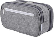 Pencil Case, Large Capacity Pencil Bag Pouch Pen Case Makeup Bag Stationery Desk Organizer with Big Compartments for Boys Girls Middle High School & Office Supplies (Grey)