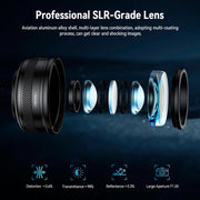 Macro Lens Kit for Smartphone 10-20X Zoom Photography Lens for iPhone and Samsung Galaxy Mobile Phones with Universal Clip HD Optical Glass for Close-up Shots of Nature and Jewelry