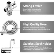 Hanbuluo Bidet Sprayer for Toilet, Hand held Stainless Steel Toilet Bidet Sprayer Kit with Hose, Easy Install Bidet Attachment for Toilet, Bidet Sprayer for Personal Hygiene