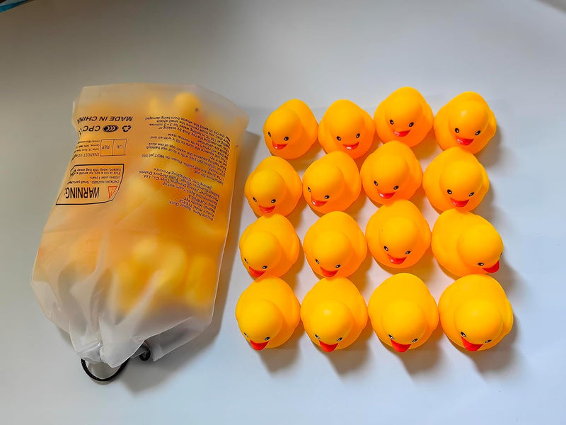 YUERFEILA Bath Duck Toys 16 Pcs Yellow Rubber Ducks Squeak and Float Duckies Baby Shower Toy Party Decoration for Toddlers Boys Girls