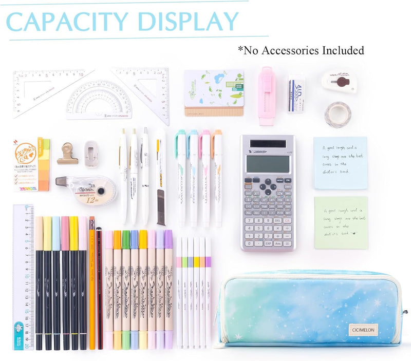 CICIMELON Large Capacity Pencil Case 3 Compartment Pouch Pen Bag for School Teen Girl Boy Men Women (Dream)