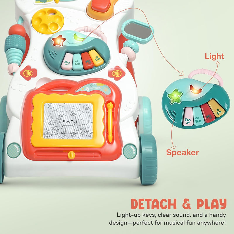Baybee Baby Crawlio Walker for Kids, Baby Activity Walker with Music, Rotating Lock Wheel,Gears & Grip Handle for Toddlers for 0 to 2 Years Boy Girls (White)