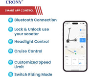 Crony M365 Foldable Electric Scooter, Lightweight Commuter Scooter for Adults Kids, 250W Motor, Smart App Control, 25-45KM/H Max Speed, 10-25KM Range, Red