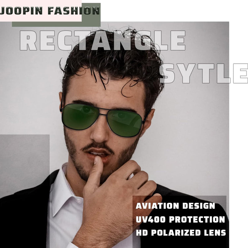 Joopin Rectangular Polarized Aviaion Sunglasses for Men Retro Military Shades Driving UV Protection