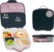 b.box Lunchbox Jumbo Bento Box with 4 Compartments (2 Leakproof), Removable Divider, Gel Cold Pack Ideal for School from 3+ 1L Capacity - Indigo Rose