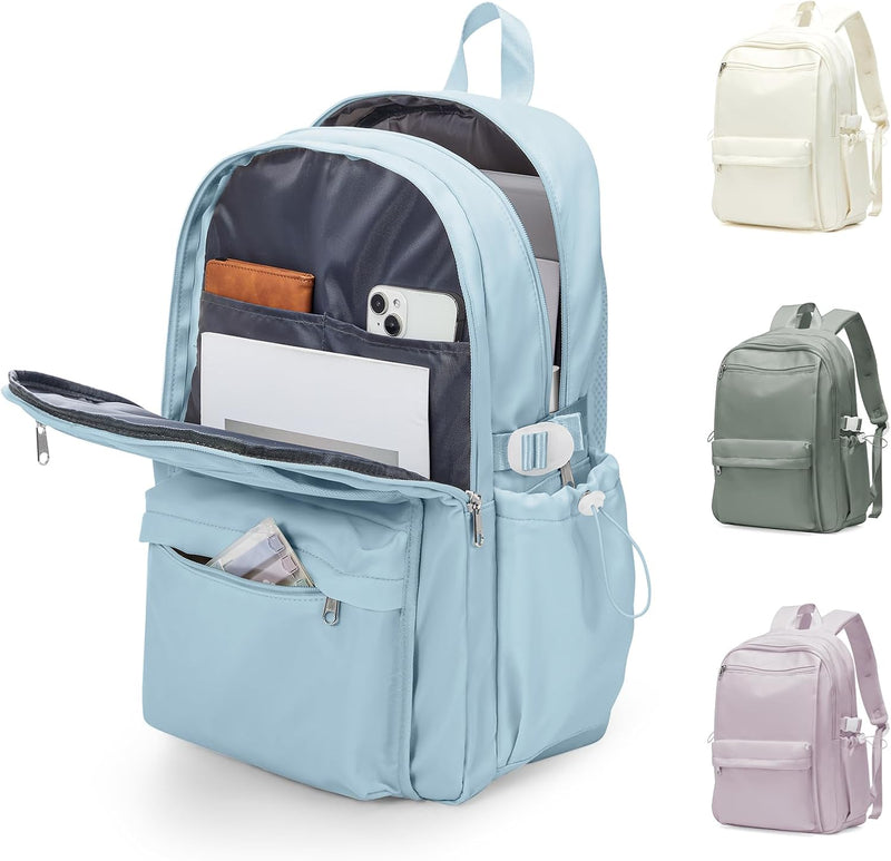 WEPOET School Backpack for Teens, Men and Women School Bag, Large Shoulder Bag - A3 blue