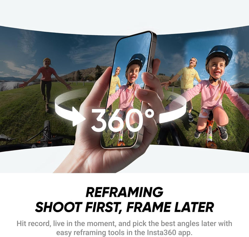 X4 Air Road Cycling Bundle (Independent) - Light 165g 8K 360 Camera, Invisible Selfie Stick, Replaceable Lenses, Shoot First & Frame Later, Built-in Wind Guard, Stabilization, AI Editing