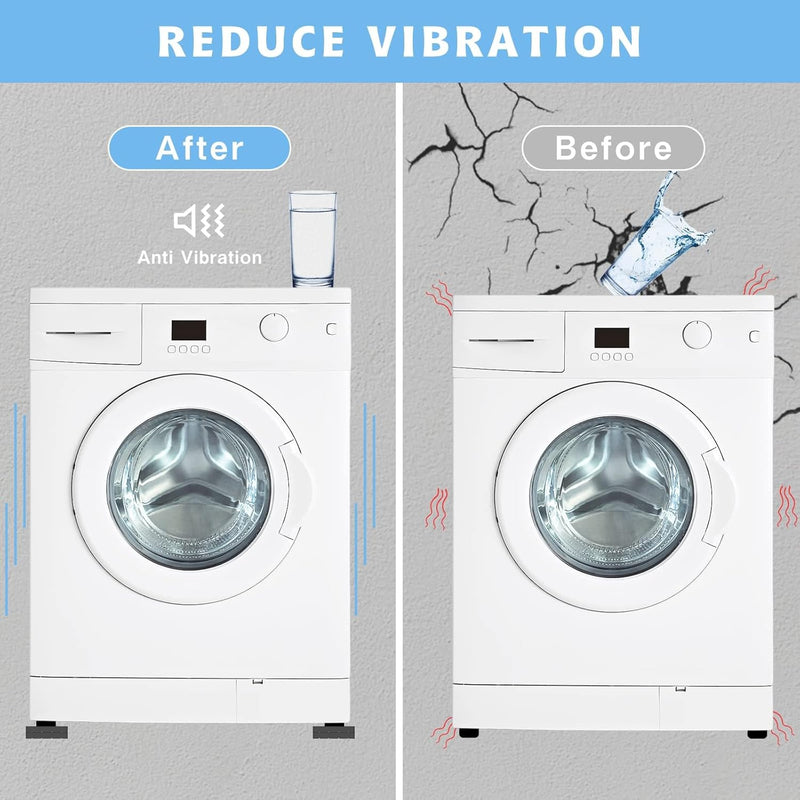 4 PCS Washing Machine Feet Pads, Anti Vibration Pads, Washing Machine Stand Rubber Material Shockproof No Water Accumulation for Washer Dryer Shock and Cancellation