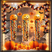 Goodern Halloween Pumpkin Paper Lanterns,3PCS Hanging Halloween Decorations