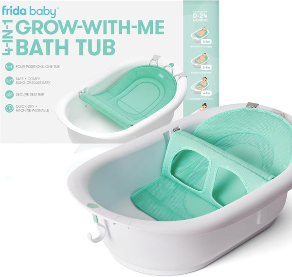 4-in-1 Grow-with-Me Bath Tub Transforms Infant Bathtub to Toddler Bath Seat with Backrest for Assisted Sitting in Tub, White - 4-in-1 Grow-with-Me Bath Tub