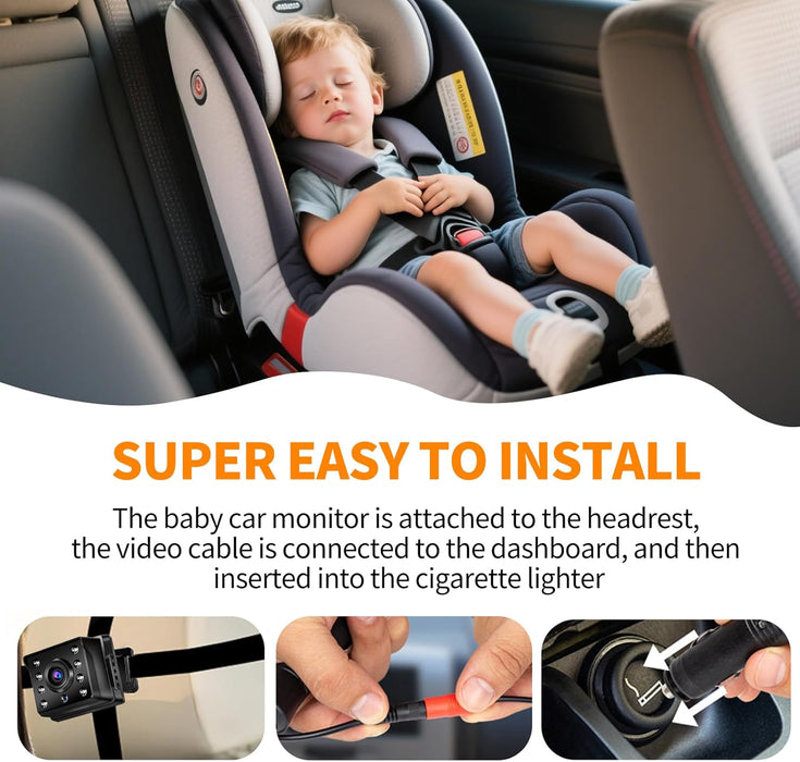 Omebel Baby Car Camera, 4.3" HD 1080P, Baby Car Mirror, 360 ° Rotation Night Vision Car Baby Monitor with Camera, Safety Baby Car Mirror Camera for Rear Facing 5 Mins Easy Installation