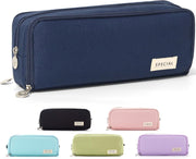 Cicimelon Pencil Case Large Capacity Pouch 3 Compartments Bag Gift For Students Girls Adults Women (Navy)