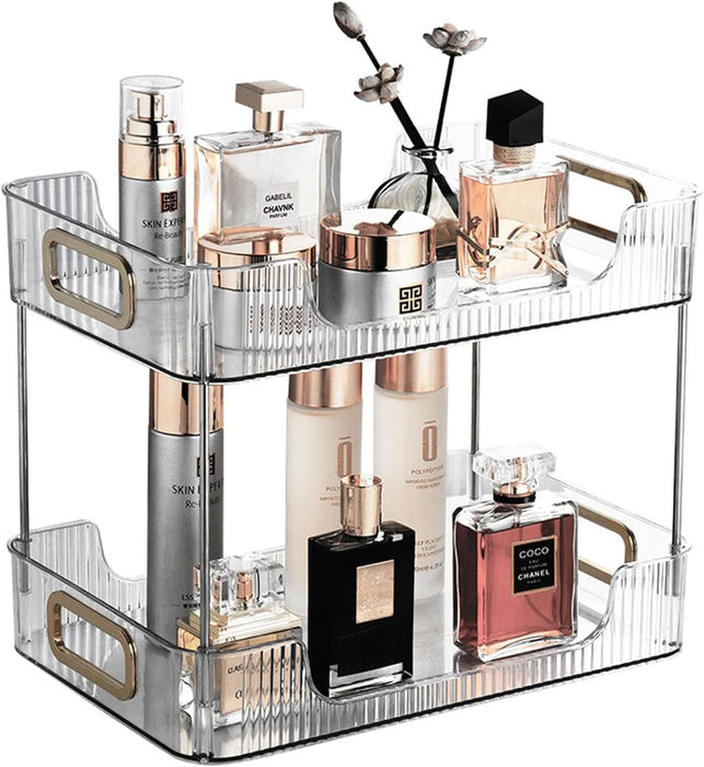 U-HOOME Bathroom Counter Organizer, Countertop Organizer and Storage,Bathroom Shelf Organizer,Cosmetics Skincare Shelf Organizer,Makeup Organizer Perfume for Dresser Vanity Tray, Spice Rack (Clean3)