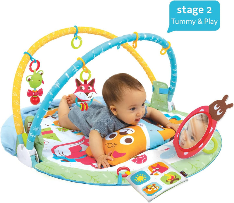 Yookidoo Circus Baby Playmat Gym. with Musical Motorized Mobile, Tummy Time Pillow, Mirror, and Newborn Textured Animal Figures. Infant Activity for 0-12 Month.