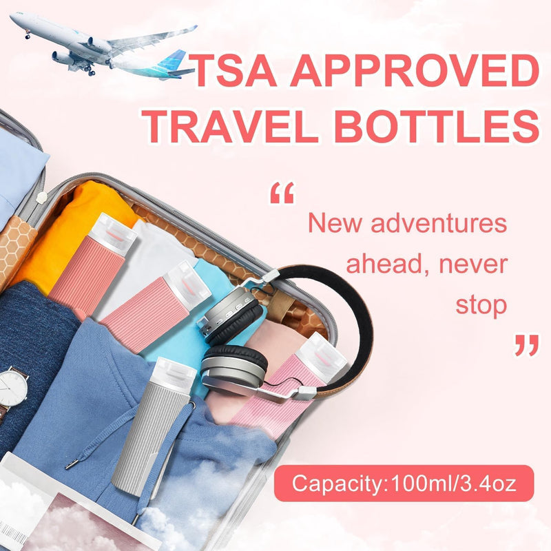 Idrese Silicone Travel Bottles Set, 4 Pcs 100ml Containers for Toiletries, Accessories for Women, Airplane Essentials (Green)