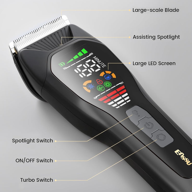 ENSSU Body Trimmer for Men, Electric Manscape Hair Trimmer, Waterproof Ball Trimmer for Chest, Beard, and Pubic Hair with LCD Display, Recharge Dock