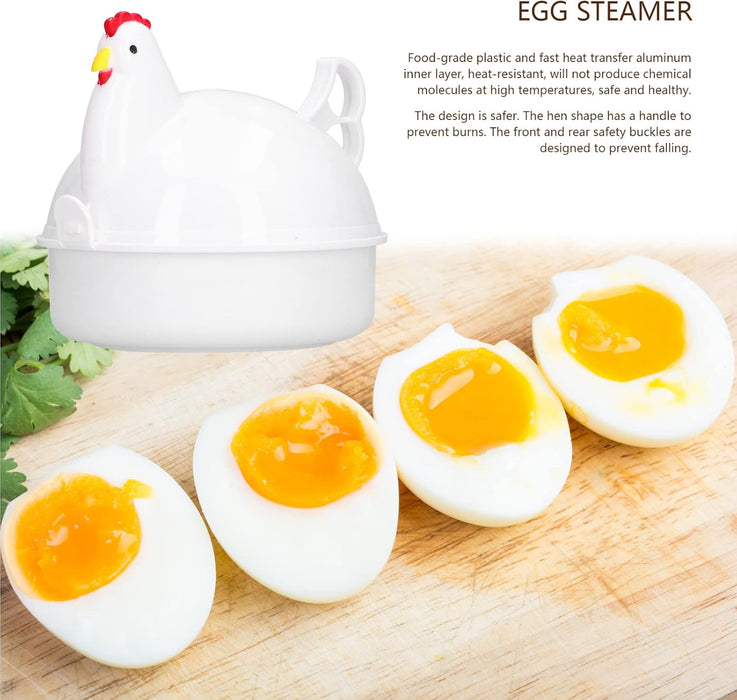 Cryfokt Egg Cooker, Chicken Shaped Microwave Eggs Boiler, Stainless Steel Egg Poachers with 4 Cooker Egg Cups, Rapid Electric Egg Boiler for Home Kitchen, Perfect Egg Maker, Egg Steamer Maker