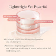 Triple Collagen Cream - Hydrating & Firming Moisturizer with Hyaluronic Acid, Premium Elastin, Shea Butter - Wrinkle Care & Boosts Elasticity - Korean Skincare, 1.69 oz - 1.69 Fl Oz (Pack of 1)
