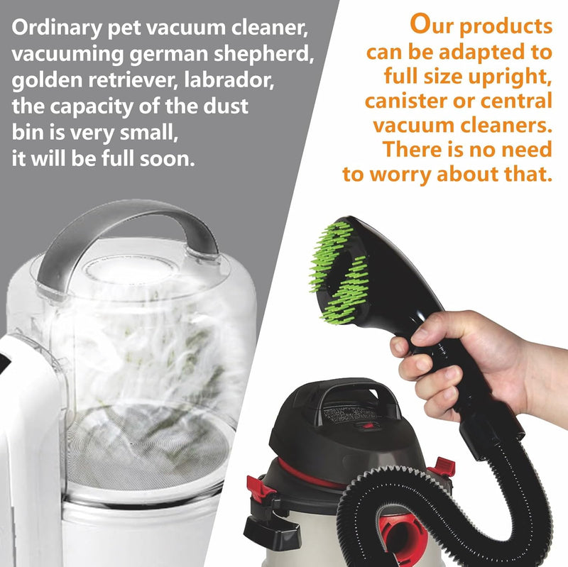 Pet Vacuum Grooming Brush Hair Remover Shedding Deshedding Attachment Tool Kit for Dogs and Cats (black)