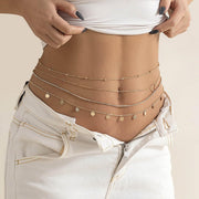AMZSTRU Waist Belly Chain 4Pcs Adjustable Metal chain belt gold for Women Boho Multilayer Long Tassel waist chain gold Summer Body Beach Jewelry for Women Dress Skirt