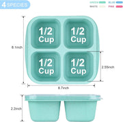 Bento Snack Boxes 4 Pack, Reusable 4-Compartment Food Containers with Fork, Lunch Storage for Adults & Teens, Bento for Work, School & Travel