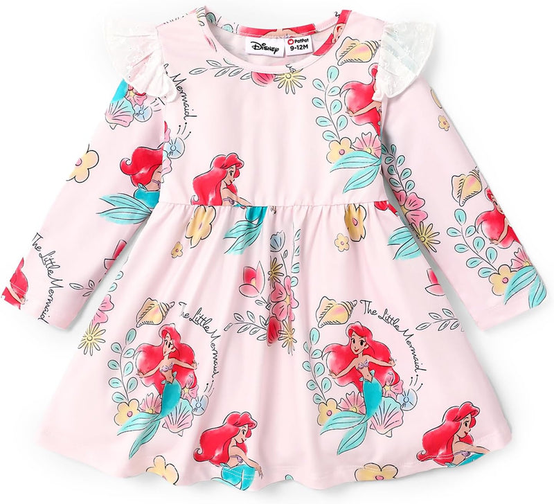 Disney Stitch Minnie Mouse Princess Frozen Girls Tie Back Dress Tween Kids Off Shoulder/Short Sleeve Smocked Outfit 2-13Years