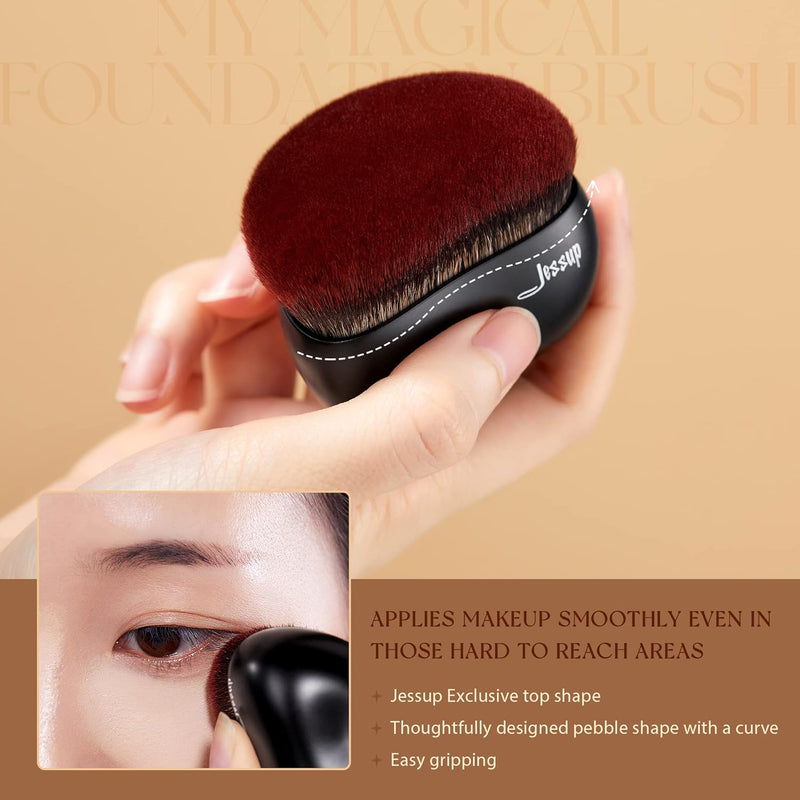 Jessup Makeup Brush Foundation Brush with Makeup Sponge 1pc Kabuki Brush for Liquid, Cream or Flawless Powder Cosmetics Face Boby Brush, T882