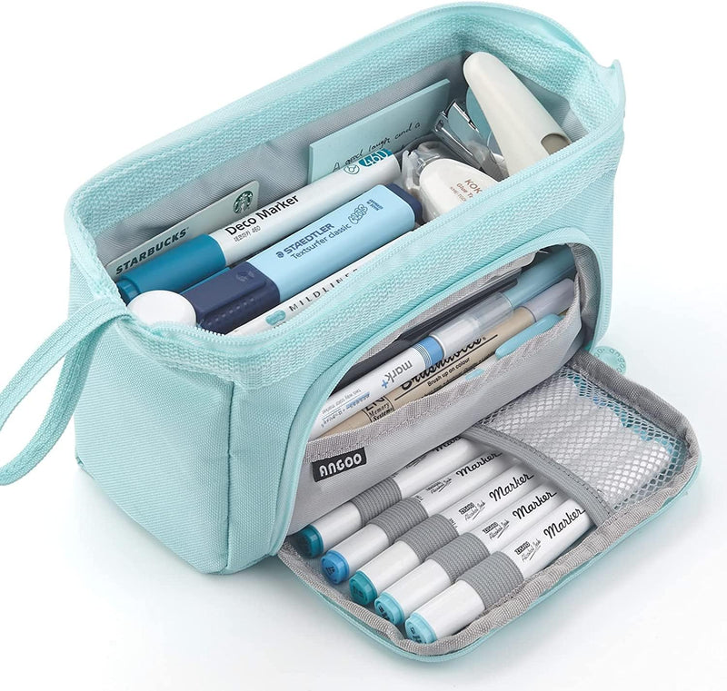 HVOMO Pencil Case Large Capacity Pencil Pouch Handheld Pen Bag Cosmetic Portable Gift for Office School Teen Girl Boy Men Women Adult - Blue