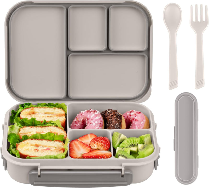 Amathley Lunch Box Kids,Bento Box Adult,Leakproof Lunch Containers for Adults/Kids/Toddler,1200ML-4 Compartments bento Lunch box with Utensil,Microwave & Dishwasher & Freezer Safe(White) - White