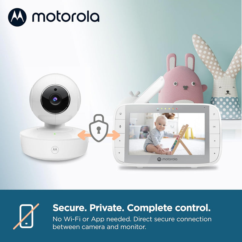 Motorola Nursery VM36XL Video Baby Monitor Camera, 1000ft Range no WiFi 2.4 GHz Wireless, 5" Screen, 2-Way Audio, Pan/Tilt/Zoom, Temp, Night Vision