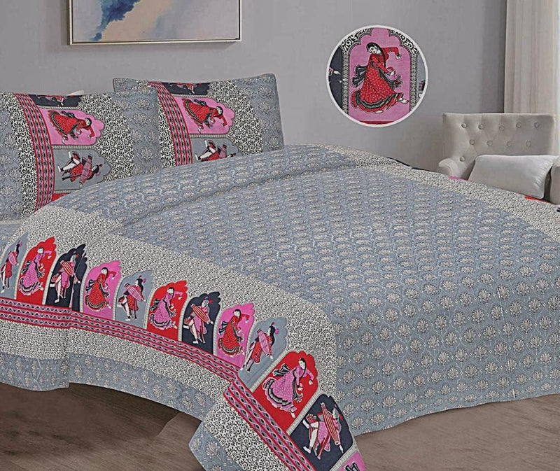 SUFAYA FAB Printed Indian Sanganer Cotton Premium Big Size Bedsheets for Modern Look(108x108) inches,Pillow (17x27) inches
