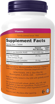 Foods Vitamin C-1000 with Rose Hips & Bioflavonoids Immune Support & Antioxidant Protection & Collagen Formation & Overall Wellness 250 Tablets