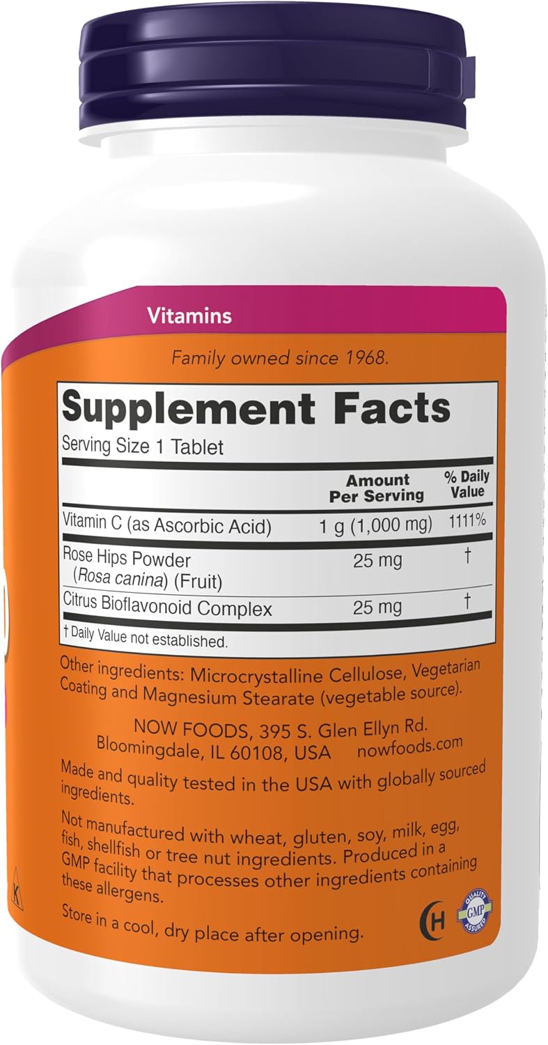 Foods Vitamin C-1000 with Rose Hips & Bioflavonoids Immune Support & Antioxidant Protection & Collagen Formation & Overall Wellness 250 Tablets